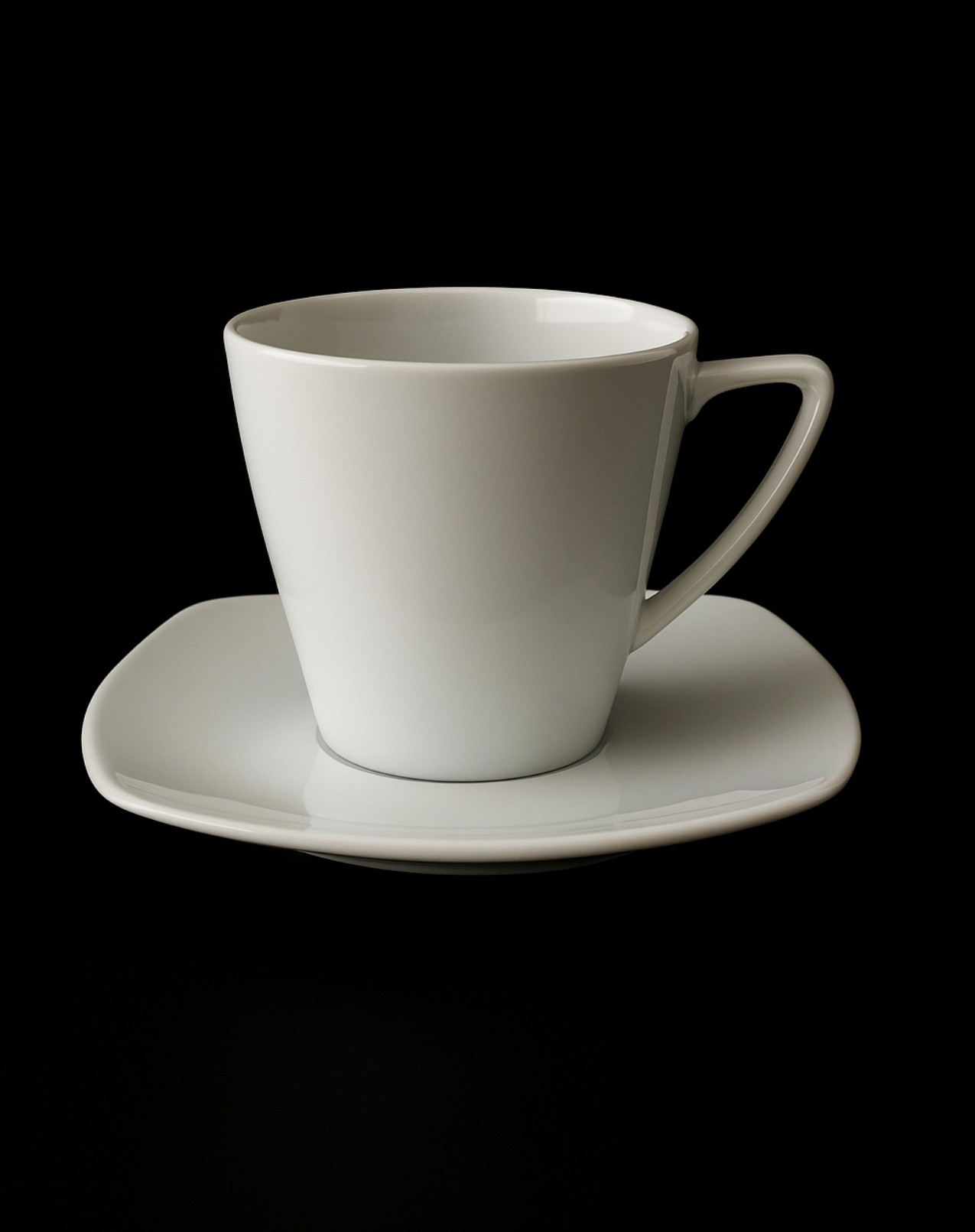 Mietgeschirr Tasse eckig inklusiv Untertasse