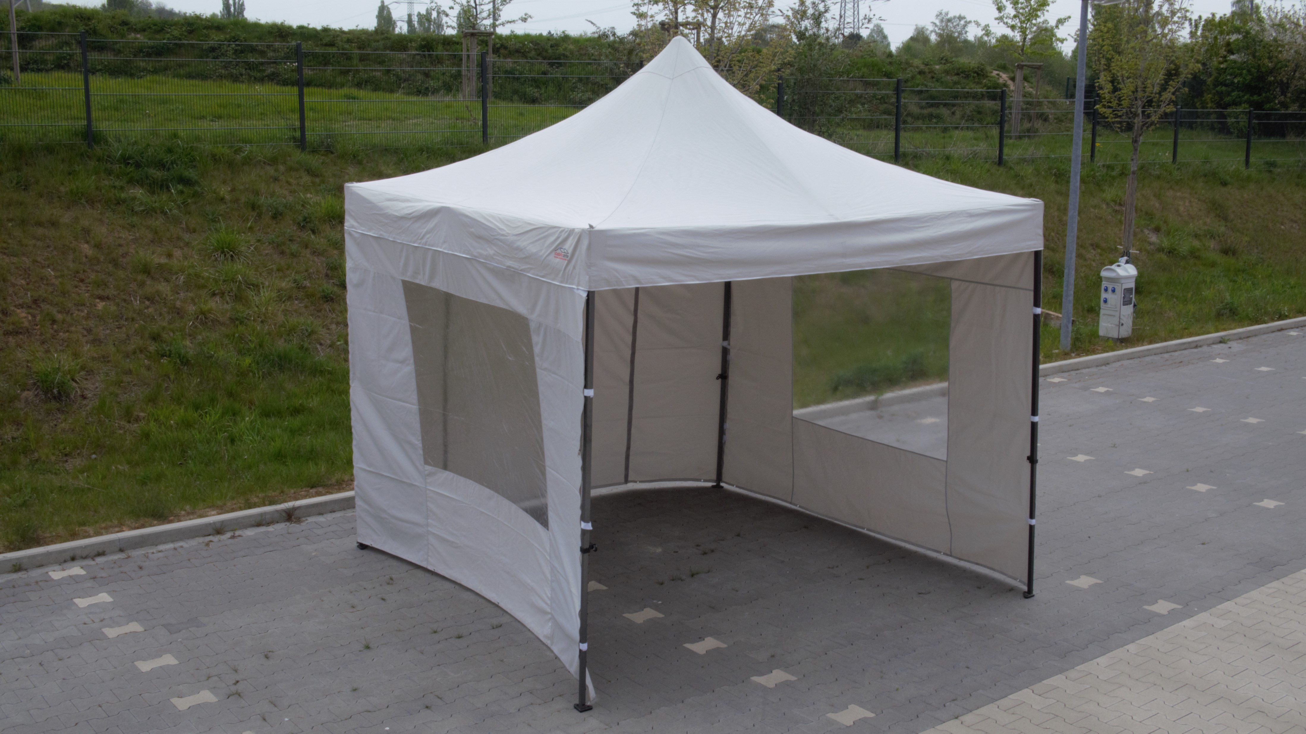 Faltpavillon 3 x3 m Hellgrau ohne Seitenteile